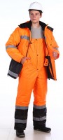 Костюм сигнальный дорожного рабочего зимний мужской "Метеор"  с СОП оранжевый с темно-синим